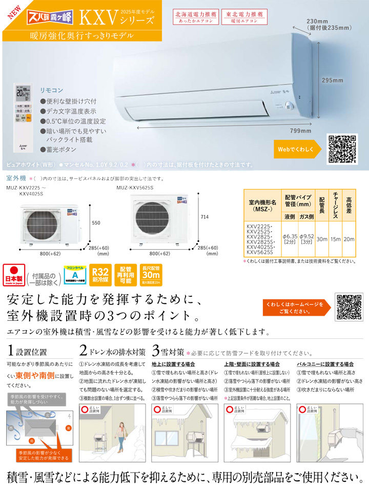 三菱電機 ルームエアコン MSZ-KXV2825-W