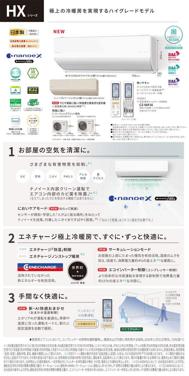 パナソニック ルームエアコン XCS-284DHX-W/S