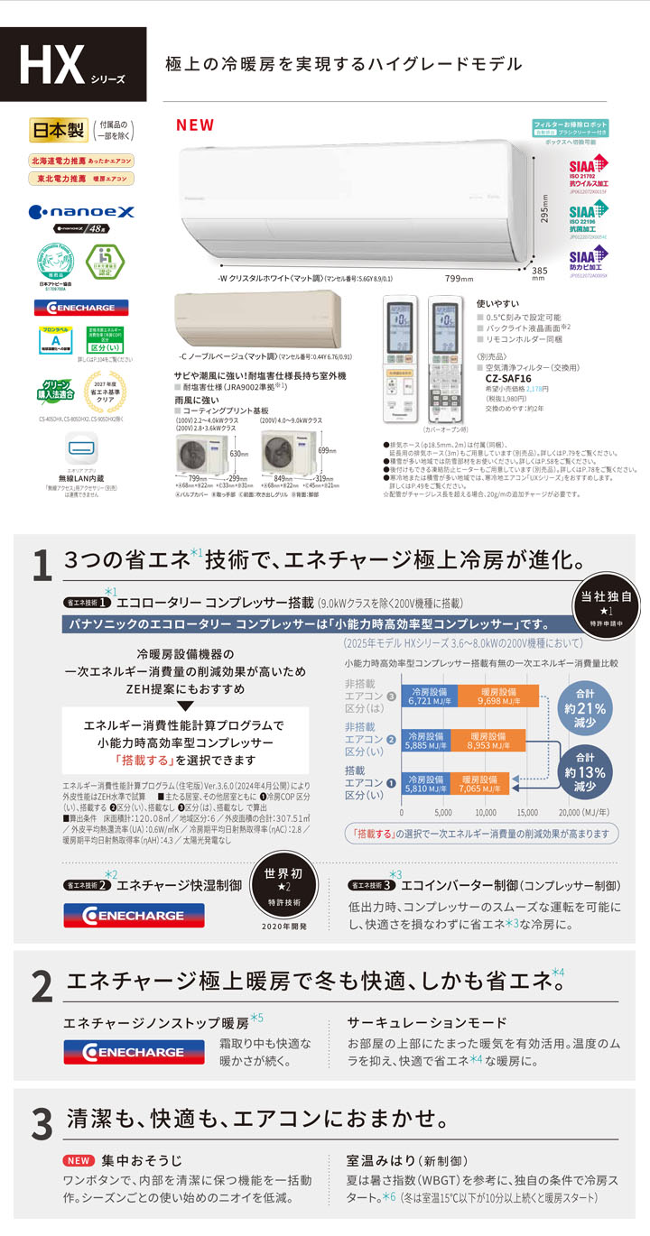 パナソニック ルームエアコン XCS-405DHX2-W/S